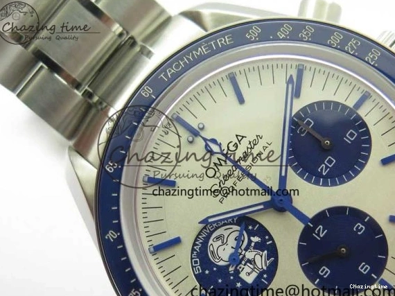 0211 Speedmaster SS Snoopy Apollo OMF Best Edition White Dial on SS Bracelet Venus EasyCare 7877